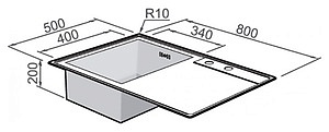 Мойка кухонная Rodi Box Line 80 Flat left inset.  сталь