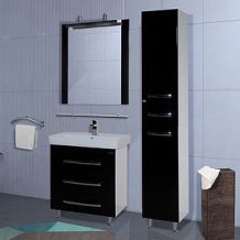 Мебель для ванной Bellezza Рокко 70 черная напольная 3 ящика