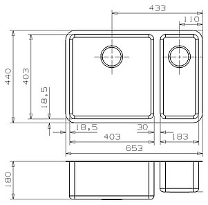 Мойка кухонная Reginox Ohio 40x40+18x40 LUX L сталь