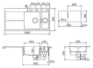 Мойка кухонная Schock Horizont 60D (D-150) магма