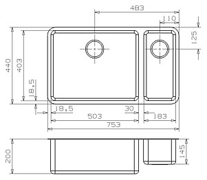 Мойка кухонная Reginox Ohio 50x40+18x40 LUX L сталь