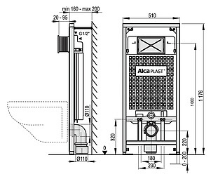 Система инсталляции для унитазов AlcaPlast Sadromodul A101/1200