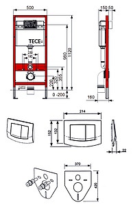 Система инсталляции для унитазов TECE TECEbase kit 9 400 005 4 в 1 с кнопкой смыва