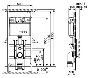 Система инсталляции для унитазов TECE TECElux 9 600 100