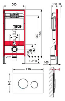 Система инсталляции для унитазов TECE Loop К 400 626 4 в 1 с кнопкой смыва