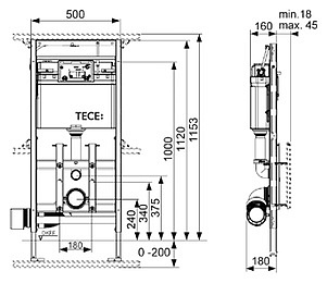 Система инсталляции для унитазов TECE TECElux 9 600 200