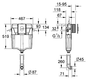 Смывной бачок скрытого монтажа Grohe GD2 38895000 с кнопкой смыва