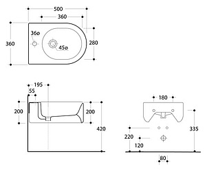 Биде подвесное Kerasan Flo 312501