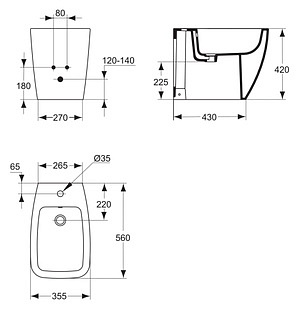 Биде напольное Ideal Standard Ventuno T515001