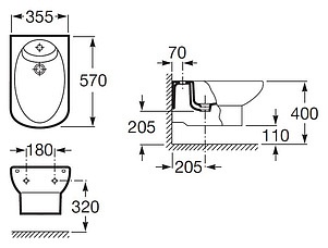 Комплект  Биде подвесное Roca Dama Senso 357515000 + Система инсталляции для биде Grohe Rapid SL 38553001