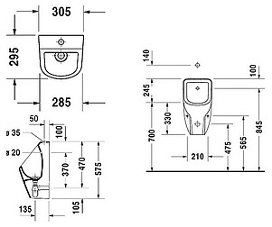 Писсуар Duravit D-Code 0828300000 с внешним подводом воды