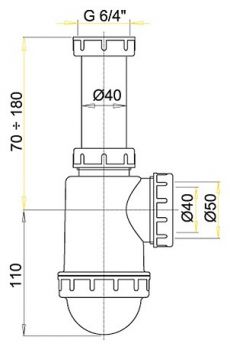 Сифон для мойки AlcaPlast A443 с накидной гайкой 6/4