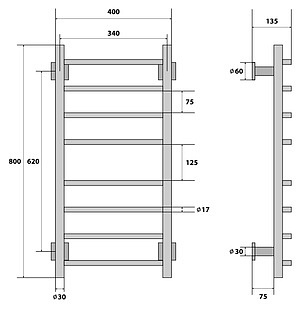 Полотенцесушитель электрический Energy G GRAND 80x40