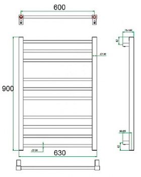 Полотенцесушитель водяной Grota Estro 63x90