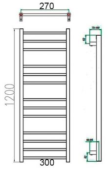 Полотенцесушитель водяной Grota Estro 30x120