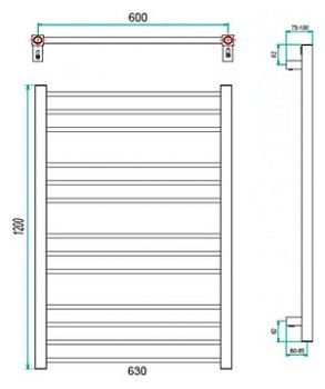 Полотенцесушитель электрический Grota Eco Classic 63x120