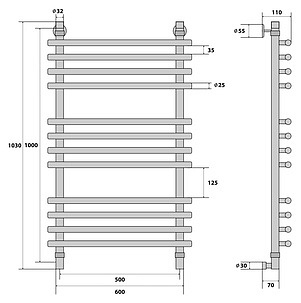 Полотенцесушитель водяной Energy Ideal 100x50