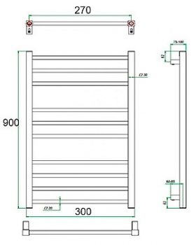 Полотенцесушитель водяной Grota Estro 30x90