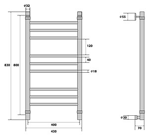 Полотенцесушитель водяной Energy Prestige 80x40