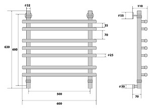 Полотенцесушитель водяной Energy Ideal 60x50