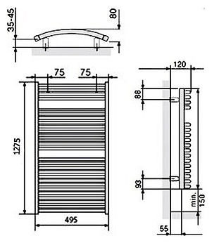 Полотенцесушитель электрический Zehnder Janda JAEC-120-050/DD Chrome