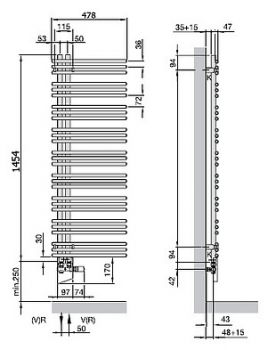 Полотенцесушитель электрический Zehnder Yucca asymmetric YAECL-130-050/RD Chrome левый