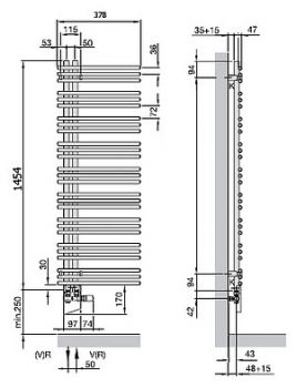 Полотенцесушитель электрический Zehnder Yucca asymmetric YAECL-130-040/DD Chrome левый