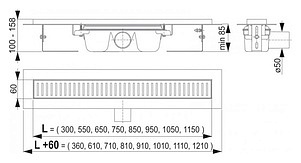 Душевой лоток AlcaPlast APZ1 300 с опорами