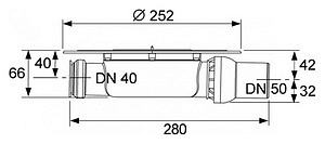 Душевой трап TECE TECEdrainpoint S горизонтальный низкий DN 50 DN 40 шарнир