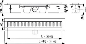 Душевой лоток AlcaPlast APZ1 1050 с опорами