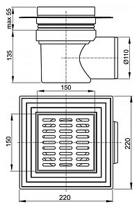 Душевой трап AlcaPlast APV12