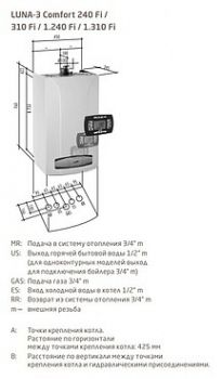 Газовый котел Baxi LUNA 3 Comfort 1.240 Fi (9,3-25 кВт) с выносной панелью управления