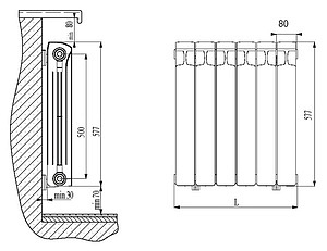 Радиатор биметаллический Rifar Monolit 500 10 секций