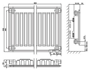 Радиатор стальной Elsen Rhino ERV 110508 тип 11