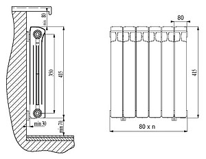 Радиатор биметаллический Rifar Monolit 350 6 секций