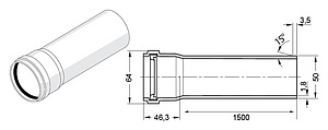 Труба канализационная Rehau Raupiano Plus 50/1500 (штанга: 1,5 м)