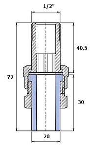 Американка Ekoplastik 20x1/2" наружная резьба, пластик-металл