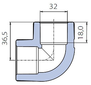 Угольник Ekoplastik 90° 32 мм