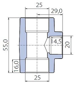 Тройник Ekoplastik 25x20x25 переходной