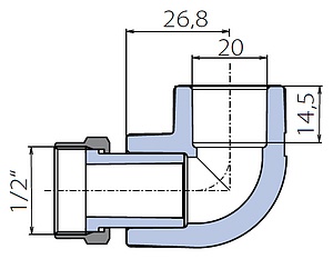 Угольник Ekoplastik 90° 20x1/2 накидная гайка