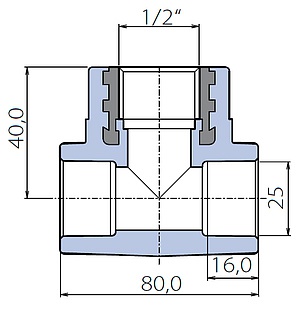 Тройник Ekoplastik 25x1/2x25 внутренняя резьба