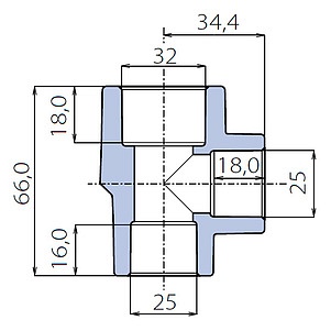 Тройник Ekoplastik 32x25x25 переходной с двух сторон
