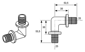 Угольник TECE TECEflex 90° 25