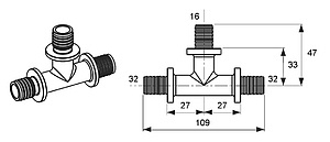 Тройник TECE TECEflex PPSU 32x16x32