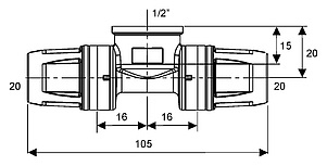 Тройник TECE TECElogo 20x1/2"x20 внутренняя резьба