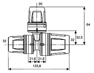 Тройник TECE TECElogo PPSU 32x20x32