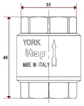 Обратный клапан Itap 103 York 1/2" пружинный муфтовый, пластиковое седло