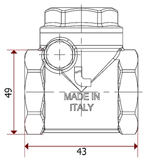 Обратный клапан Itap 130 1/2" горизонтальный муфтовый