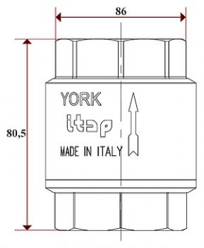 Обратный клапан Itap 103 York 2" пружинный муфтовый, пластиковое седло
