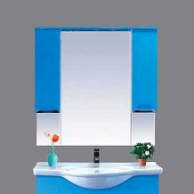 Зеркало-шкаф Misty Жасмин 105 с подсветкой, голубая эмаль